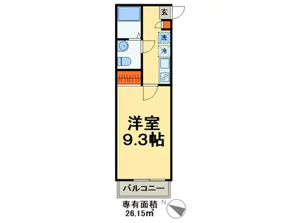 ルミナスハナ稔台(1K/2階)の間取り写真