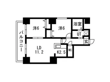 ベルリード福住(2LDK/6階)の間取り写真