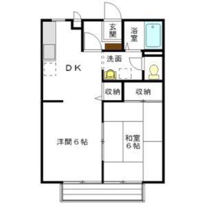 ファミール下加茂II B棟(1LDK/1階)の間取り写真