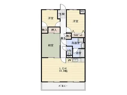 コンフォート萩(3LDK/2階)の間取り写真