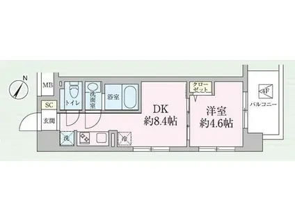 GRAND STAGE MSQUARE(1DK/2階)の間取り写真