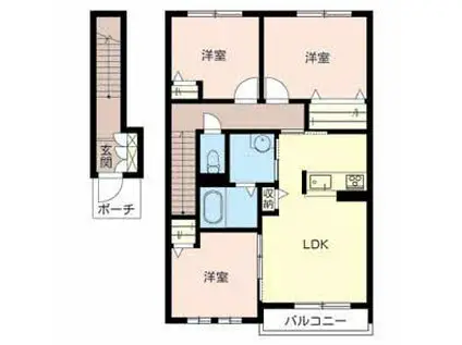 シャーメゾン田原本A・B(3LDK/2階)の間取り写真