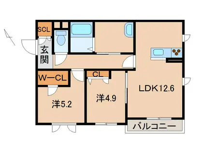 シャーメゾンMS(2LDK/2階)の間取り写真