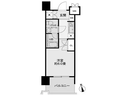 レジディア新宿御苑(1K/4階)の間取り写真