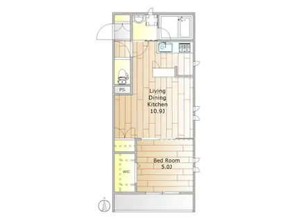 WOODBELL学芸大学(1LDK/2階)の間取り写真
