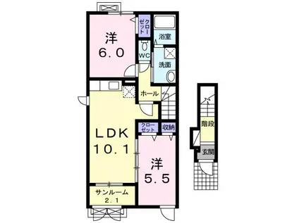 IRいしかわ鉄道 加賀笠間駅 徒歩14分 2階建 築12年(2LDK/2階)の間取り写真