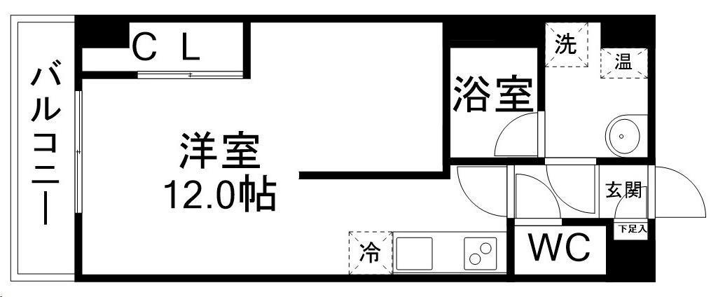 しゃとれ向山(1K/1階)の間取り写真