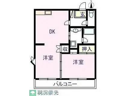 グリーンハイツT(2DK/2階)の間取り写真