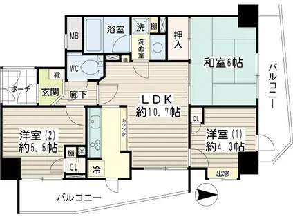 ナイスパークフロンテージ鶴見中央(3LDK/5階)の間取り写真