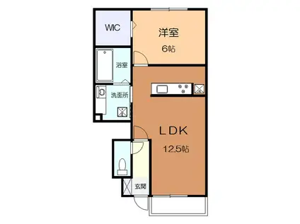クレイドル北山田(1LDK/1階)の間取り写真
