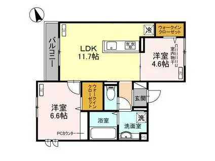 アーチェイト(2LDK/2階)の間取り写真