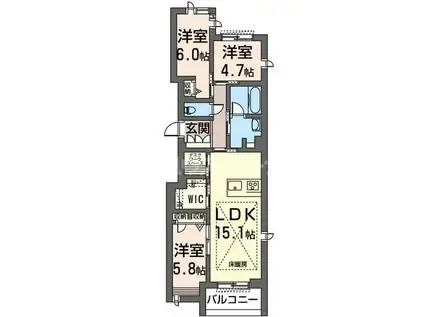 SUGAR CANE シュガーケーン(3LDK/2階)の間取り写真
