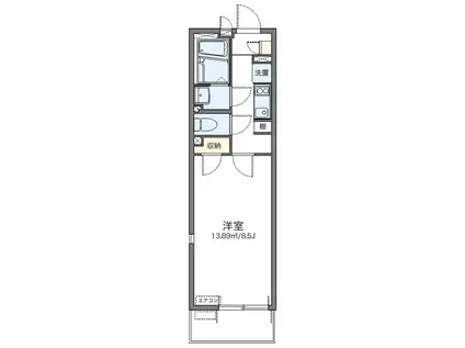 レオネクスト八重(1K/1階)の間取り写真