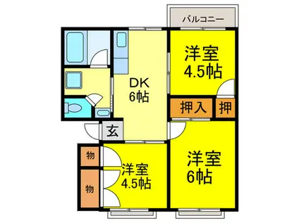 ハイムナカノ(3DK/1階)の間取り写真