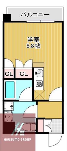 アスリート本町西(1K/1階)の間取り写真