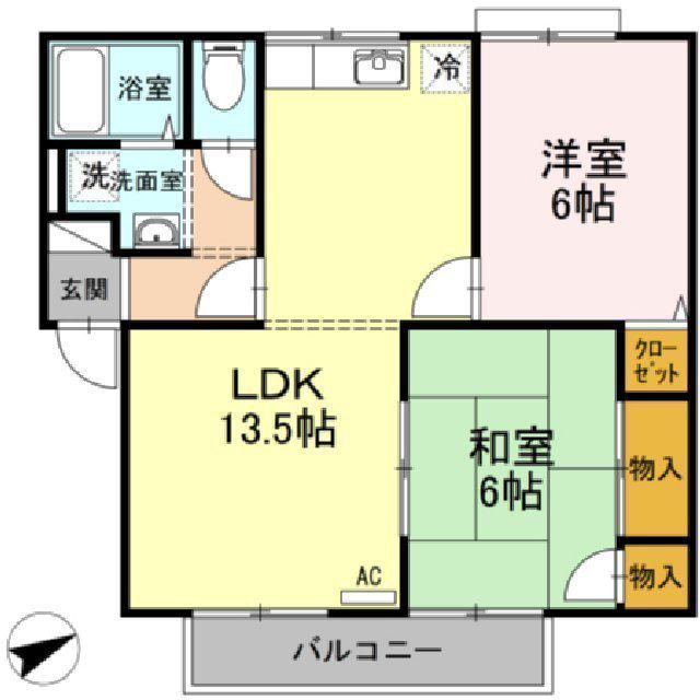 スティブルB棟(2LDK/2階)の間取り写真