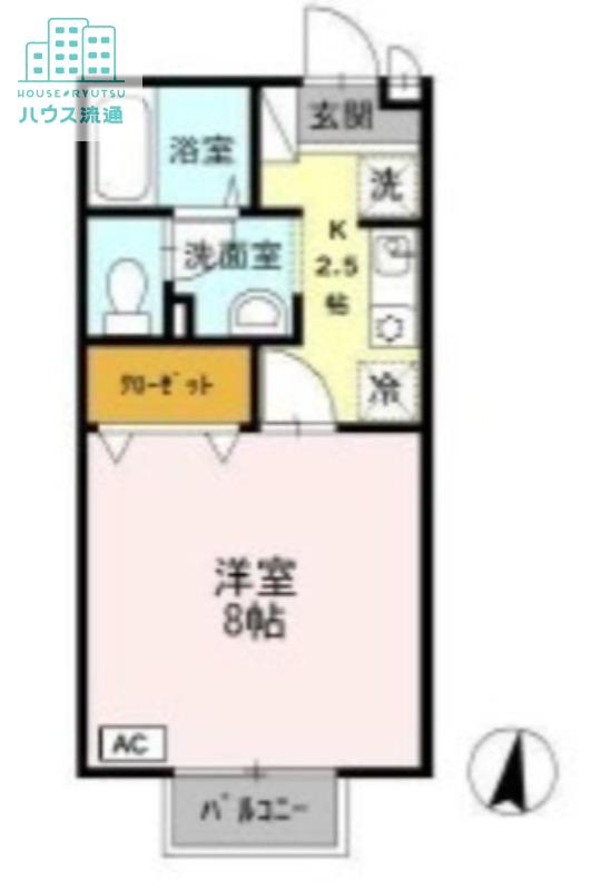 ヴィクトワールK II棟(1K/2階)の間取り写真