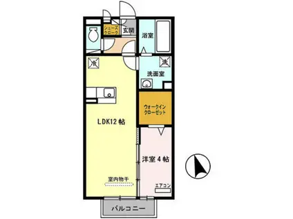 JOY WAVE YAMATO B棟(1LDK/1階)の間取り写真