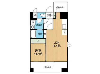 スプランドゥール新屋敷(1LDK/2階)の間取り写真