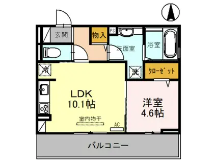 ウッドステージ桜 壱号館(1LDK/2階)の間取り写真