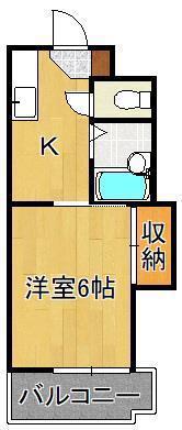 シャトレ熊本(1K/2階)の間取り写真