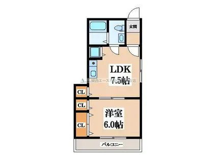 サポートタウン大東II(1DK/1階)の間取り写真