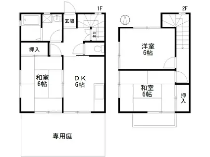 寿テラスハウス(3DK/1階)の間取り写真