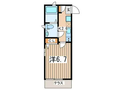 フォレストヒル逗子(1K/1階)の間取り写真