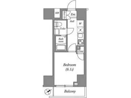 GENOVIAお花茶屋SKYGADEN(1K/4階)の間取り写真
