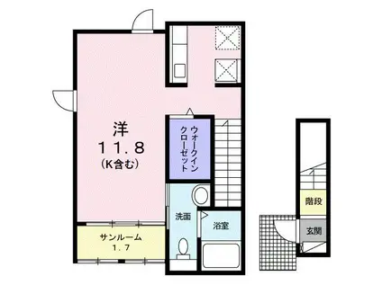 マーキュリーII(ワンルーム/2階)の間取り写真