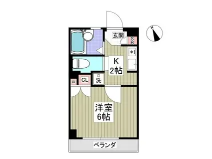 マルヴィエント湘南(1K/2階)の間取り写真