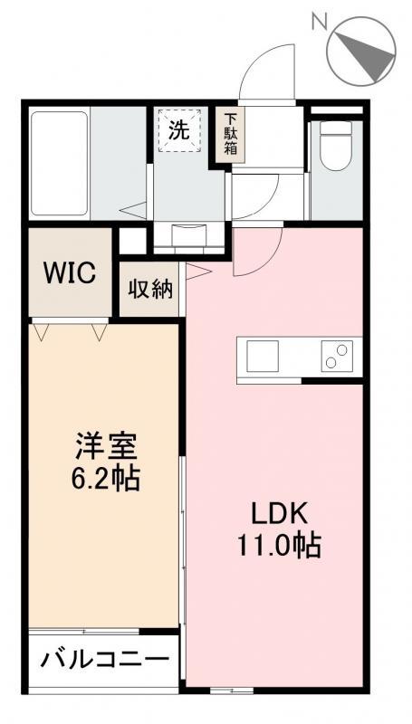 THE KAMIFUKUOKA(1LDK/2階)の間取り写真