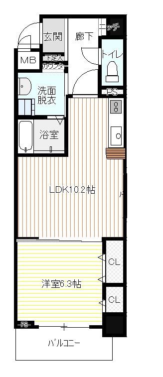 ラトレ白鳥(1LDK/1階)の間取り写真