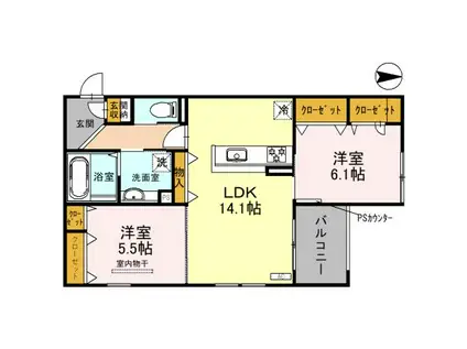 EMOUVOIR(2LDK/2階)の間取り写真