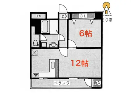 翠丘ハイツ(1LDK/2階)の間取り写真