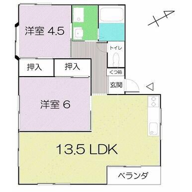 ハイツヨシダ(2LDK/2階)の間取り写真