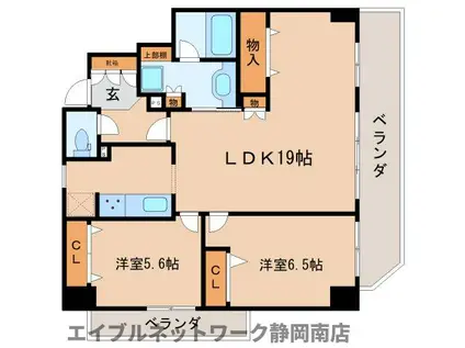 サーパスタワー静岡駅前(2LDK/7階)の間取り写真