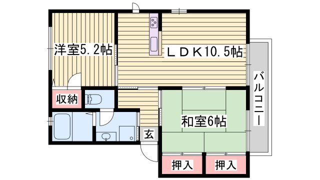 シャーメゾン堂本B棟(2LDK/2階)の間取り写真
