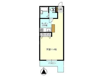 DMハイツ駒岡(ワンルーム/1階)の間取り写真