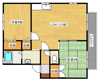 パティオA棟(2LDK/1階)の間取り写真