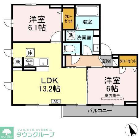 RESIDENCE RICO(2LDK/1階)の間取り写真
