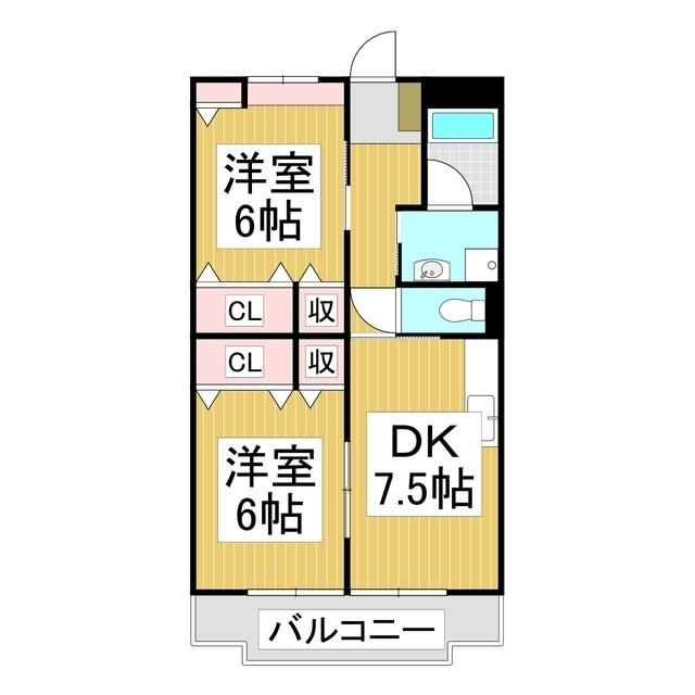 PLUM GARDEN(2DK/3階)の間取り写真