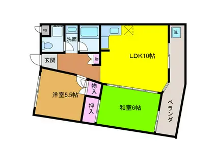 ソレイユ21(2LDK/4階)の間取り写真