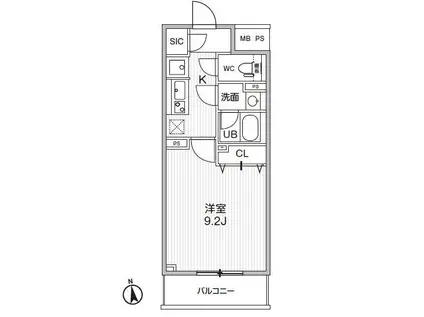 HF曳レジデンス(1K/2階)の間取り写真