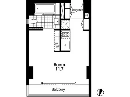 THROUGH(ワンルーム/4階)の間取り写真