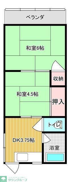 伊藤荘(2DK/2階)の間取り写真