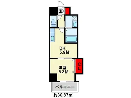 THE SQUARE・GRAND RESIDENCE(1DK/3階)の間取り写真