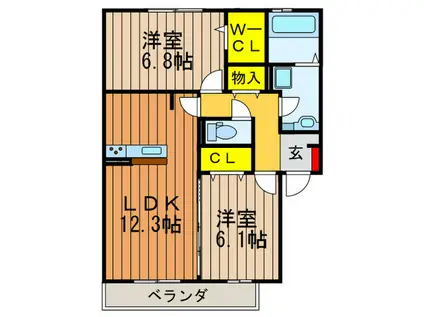 ETERNA A棟(2LDK/2階)の間取り写真