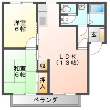 UNOハイツ(2LDK/2階)の間取り写真
