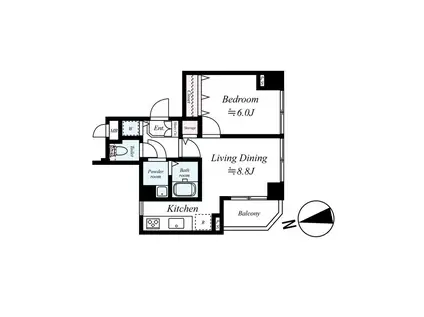 菱和パレス飯田橋(1LDK/5階)の間取り写真